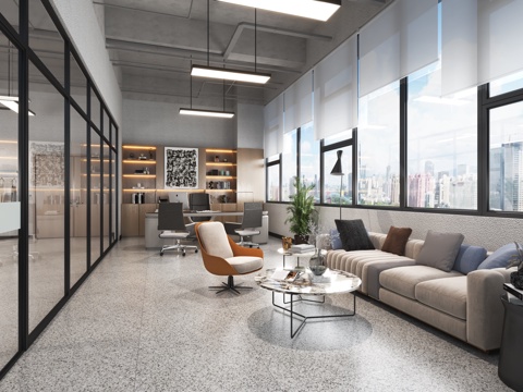  总经理办公室3d模型 