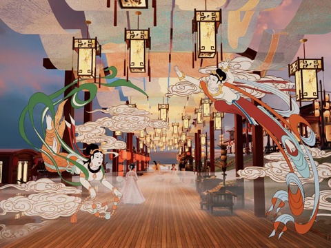 网红打卡国潮古风古镇集市su模型