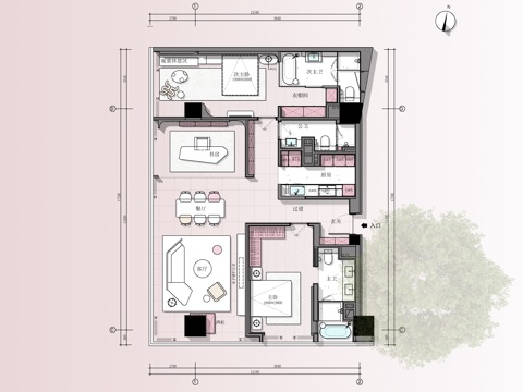 150㎡大平层全套施工图   CAD家装施工图   样板房公cad施工图