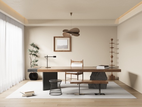  现代书房3d模型 