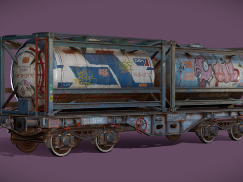  涂鸦铁路坦克3d模型 