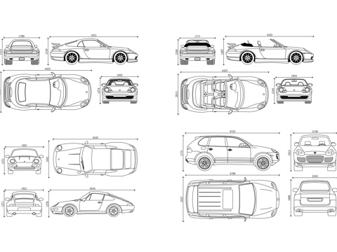保时捷跑车 保时捷轿车 保时捷车辆 保时捷座驾 德国保时捷cad施工图