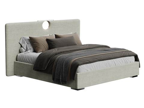  现代简约双人床 双人床 简约床 卧室床 抱枕 床垫3d模型 