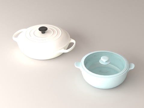  珐琅铸铁锅 家用汤锅 高颜值厨具 厨房好物 焖炖锅 陶瓷砂锅3d模型 