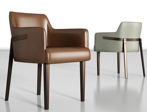  现代金属皮革单椅组合3d模型 