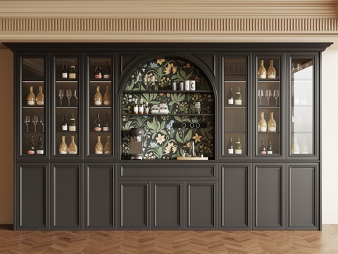  法式复古酒柜3d模型 