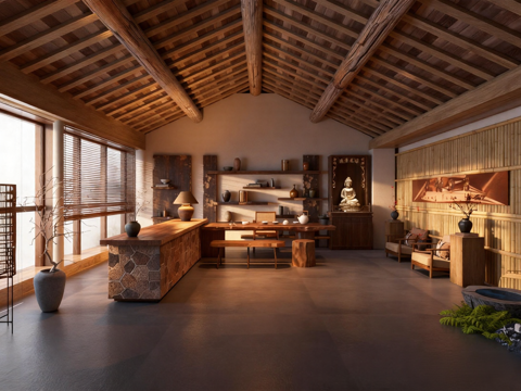  民宿休闲区3d模型 