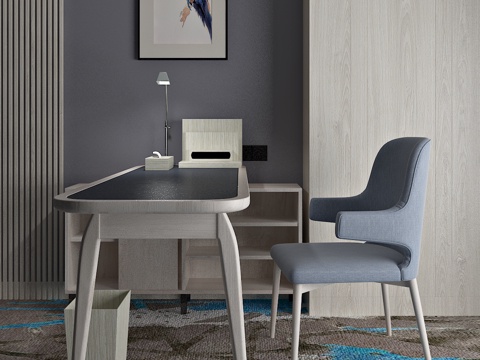  北欧书桌椅 装饰画3d模型 