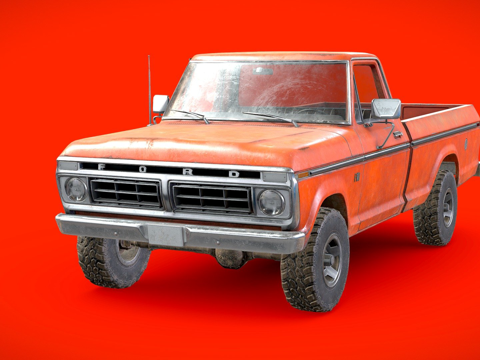  福特F100一九七六老橙3d模型 