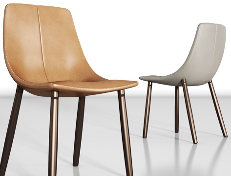  现代金属合皮革单椅组合3d模型 