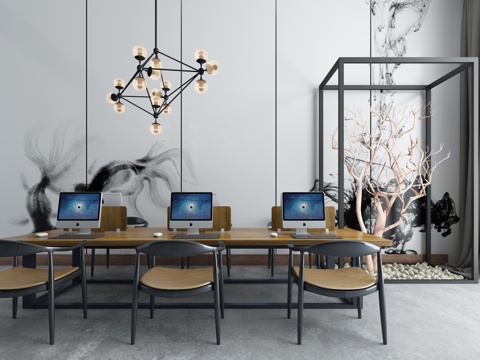  新中式休闲桌椅组合3d模型 