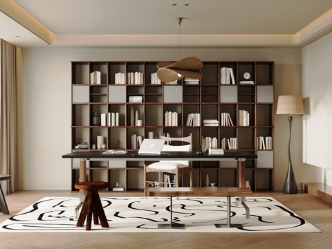  现代书房3d模型 