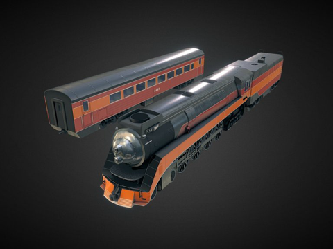  火车  蒸汽机车3d模型 