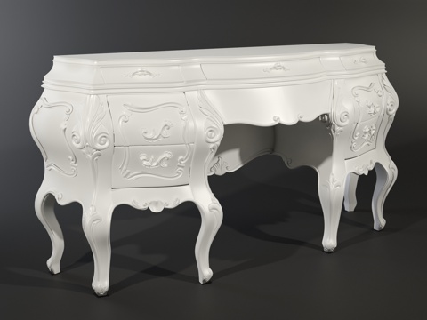  欧式书桌雕花组合3d模型 