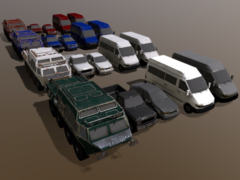  低多边形车辆迷你包3d模型 