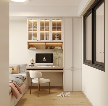  现代卧室 榻榻米 书桌3d模型 