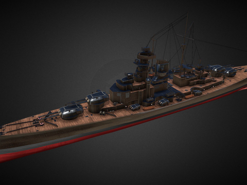  俾斯麦战列舰3d模型 