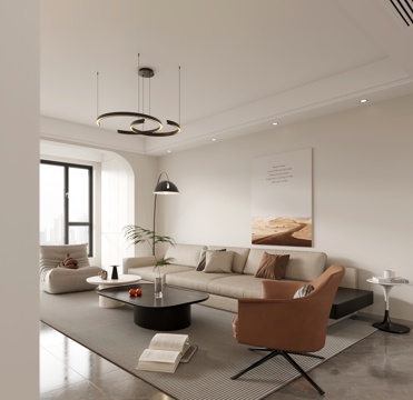  现代客餐厅 开放厨房 干区 电视墙3d模型 