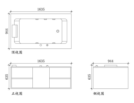 按摩浴缸 冲浪浴缸 水力按摩浴缸 气泡按摩浴缸 嵌入式按摩浴cad施工图