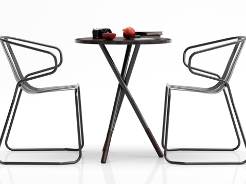  工业风休闲桌 椅子 摆件组合3d模型 