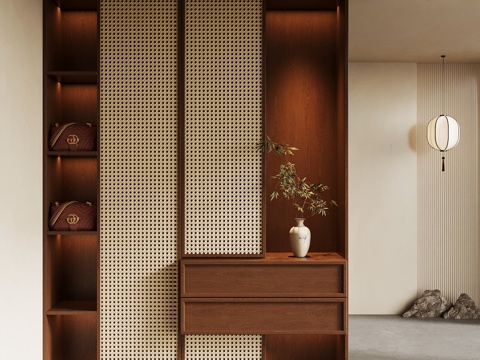  新中式玄关柜3d模型 