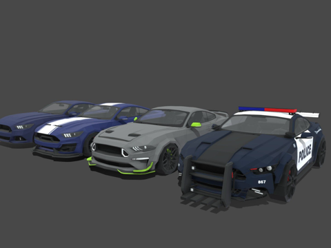  低多边形肌肉车3d模型 