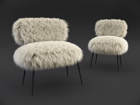  现代简约毛椅 单人椅 单人沙发3d模型 