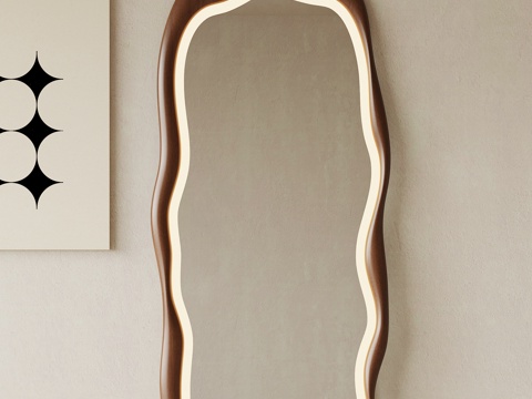 现代中古镜子 全身镜su模型