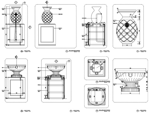 景观花盆水景雕塑大样CAD施工图cad施工图