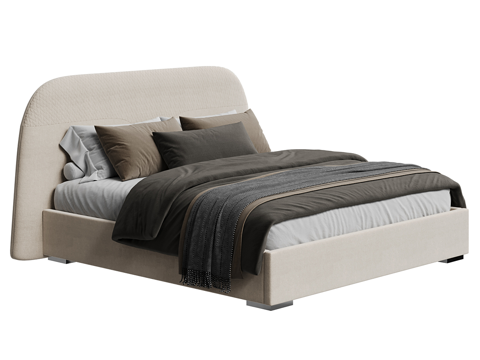  现代简约双人床 双人床 简约床 卧室床 抱枕 床垫3d模型 