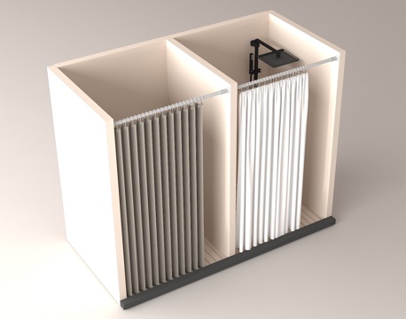  浴帘隔断 干湿分离 小户型卫浴 租房改造 免打孔淋浴区3d模型 