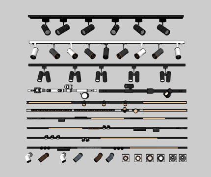 现代筒灯射灯合集su模型