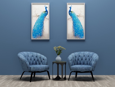  现代休闲椅 椅子 单椅 茶几3d模型 