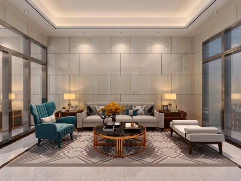  现代大堂 接待处 沙发组合3d模型 