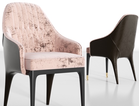  现代皮革绒布单椅组合3d模型 