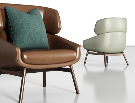  现代金属皮革单椅组合3d模型 