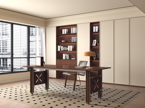  中古风书房3d模型 