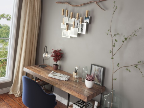  现代书桌 书桌3d模型 