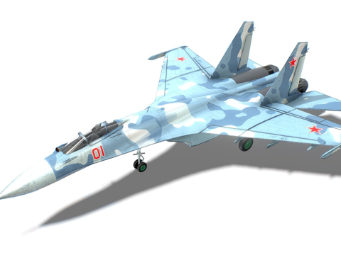  SU27侧卫喷气式战斗机3d模型 