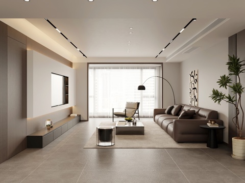  意式客餐厅 开放厨房 酒柜 玄关 电视墙3d模型 