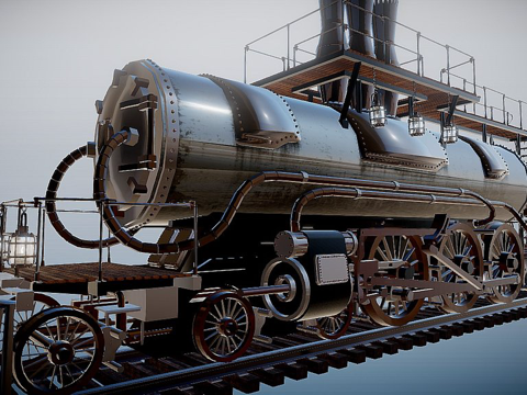  蒸汽朋克机车 动画3d模型 