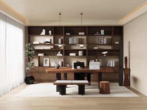  中古风书房3d模型 