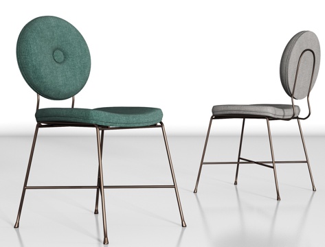  新中式金属布艺单椅组合3d模型 