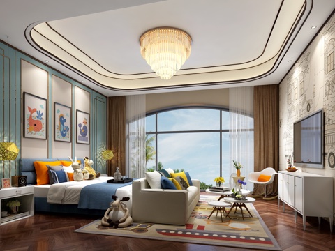  现代儿童房 玩具 水晶灯 儿童画3d模型 