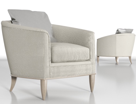  美国品牌baker现代灰色布艺单椅组合3d模型 