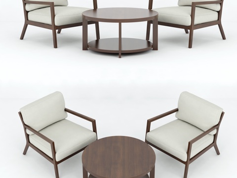  现代桌椅组合3d模型 