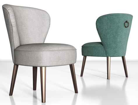  现代金属布艺单椅组合3d模型 