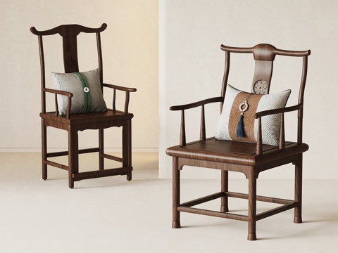  新中式椅子 太师椅 官帽椅3d模型 