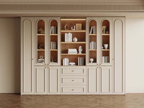  法式奶油风衣柜3d模型 