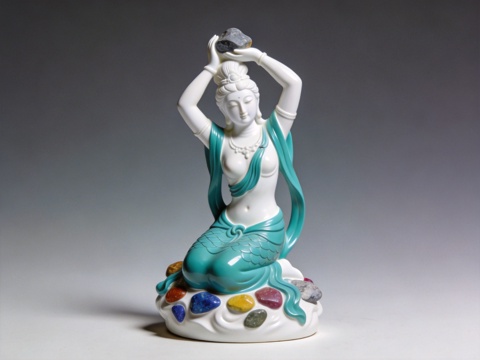 神话人物女娲补天玻璃钢雕塑美陈su模型